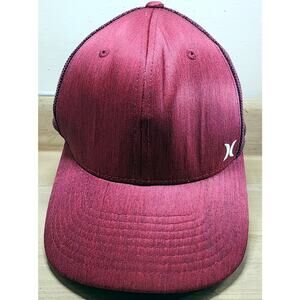 Hurley Hat Men's L-XL Burgundy Red Flexfit Mesh Back Trucker Baseball Cap